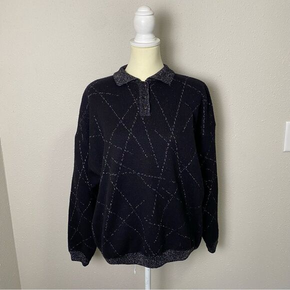 Vintage 80s Renee Tenner for Jeanne Pierre Lambs Wool Metallic Sweater Women' LG - Picture 10 of 13